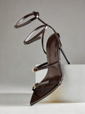 Multi strap stiletto heels with glossy patent finish image 20