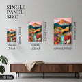 Size guide for colorful mountain garden single panel canvas art