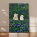 Sheep meadow canvas print leaning on floor in sunlit room