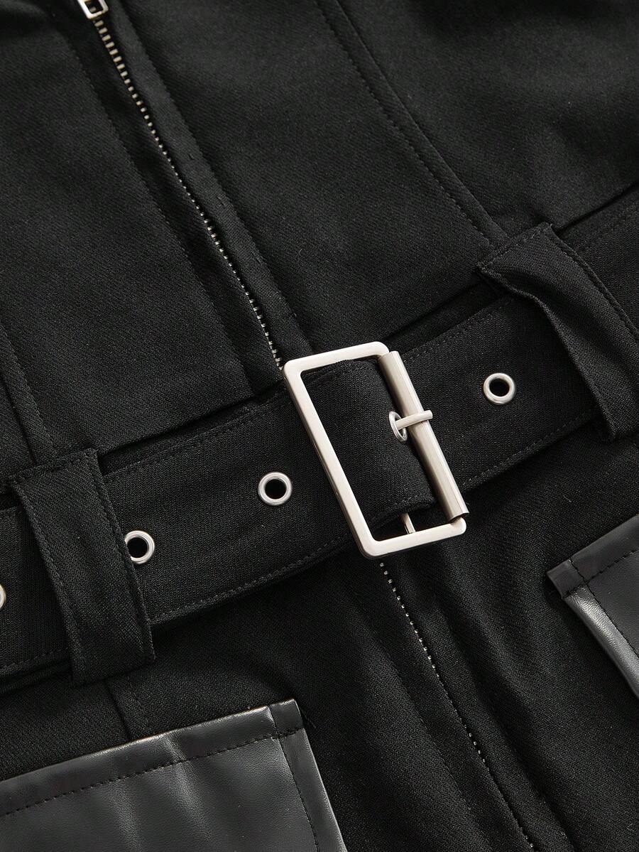 Close-up view of women's punk party dress with buckle accent