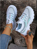 colorblock mesh chunky running sneakers image 22 showing visible mesh, laces, color, sole, toe, heel, or sneaker construction details