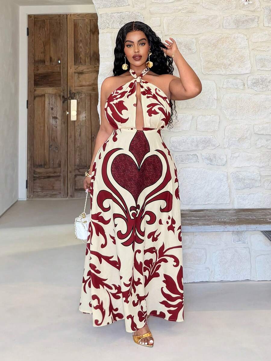 Plus size halter maxi dress view 3