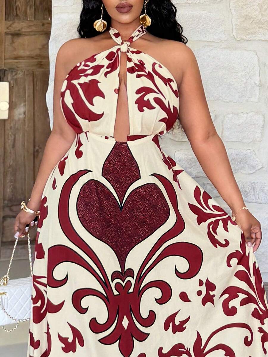 Plus size halter maxi dress view 4