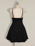 Full length view of Chic Plus Size Solid Color Ruched Cami Dress with Front Tie for Women