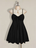 Color option view of Chic Plus Size Solid Color Ruched Cami Dress with Front Tie for Women
