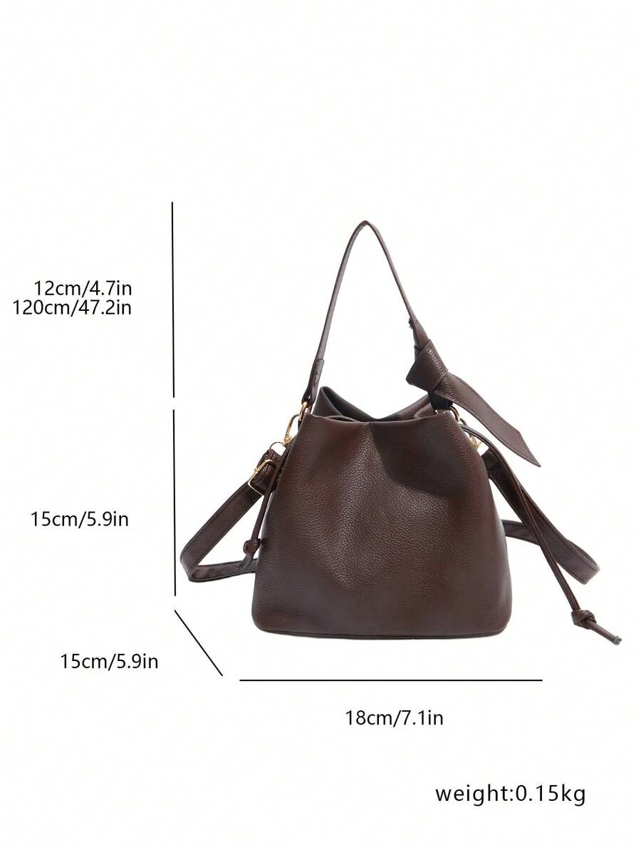Image 11 - bag detail of Trendy Minimalist Drawstring Bucket Bag - Versatile Handbag for Stylish Women