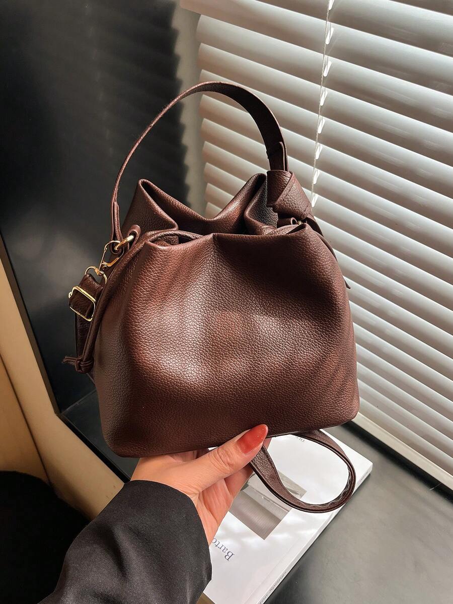 Image 8 - color option of Trendy Minimalist Drawstring Bucket Bag - Versatile Handbag for Stylish Women