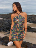 Backless multicolor sequin mini dress back view
