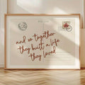 Romantic canvas print with Paris postmark in rustic modern decor