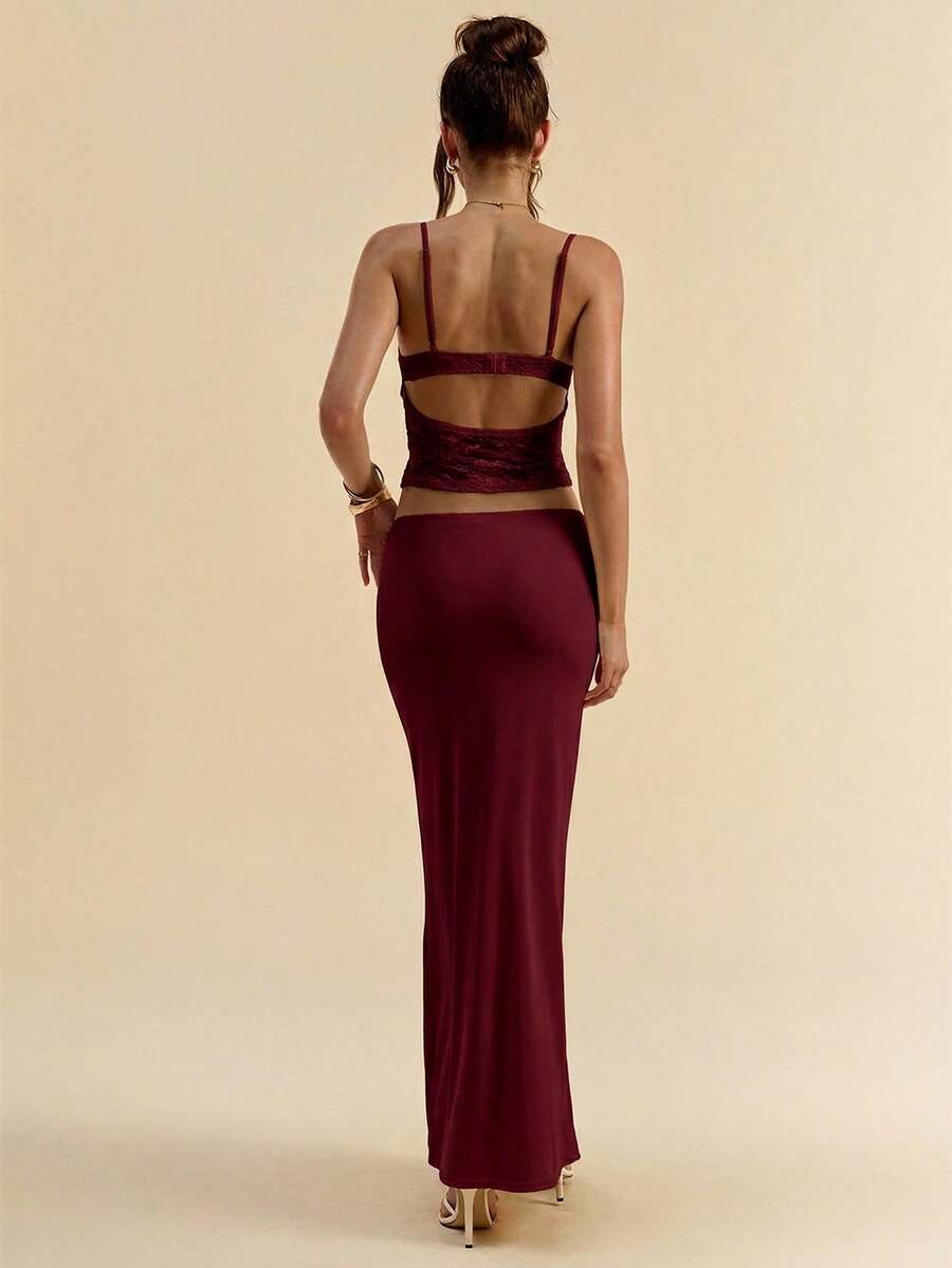 Back view of Chic and Comfortable Women's Casual Sleeveless Top & Mini Skirt Set for Summer Adventures for women co-ord styling