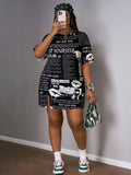 Drop shoulder detail on casual plus size dress
