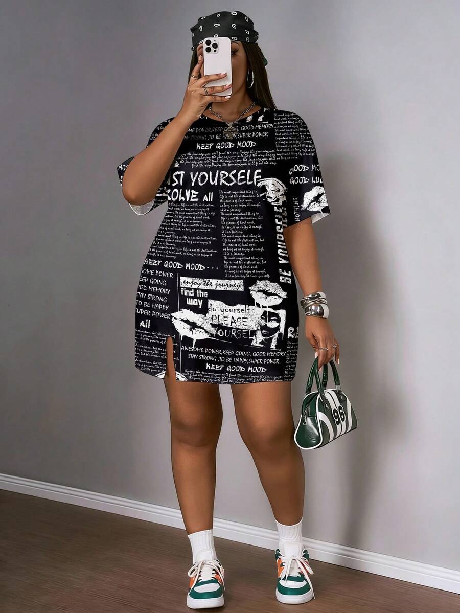 Drop shoulder detail on casual plus size dress