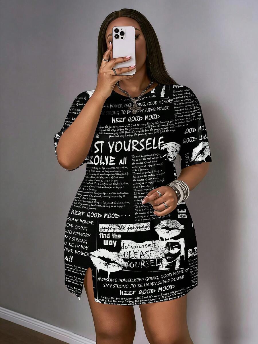 Chic back-to-school outfit with trendy t-shirt dress