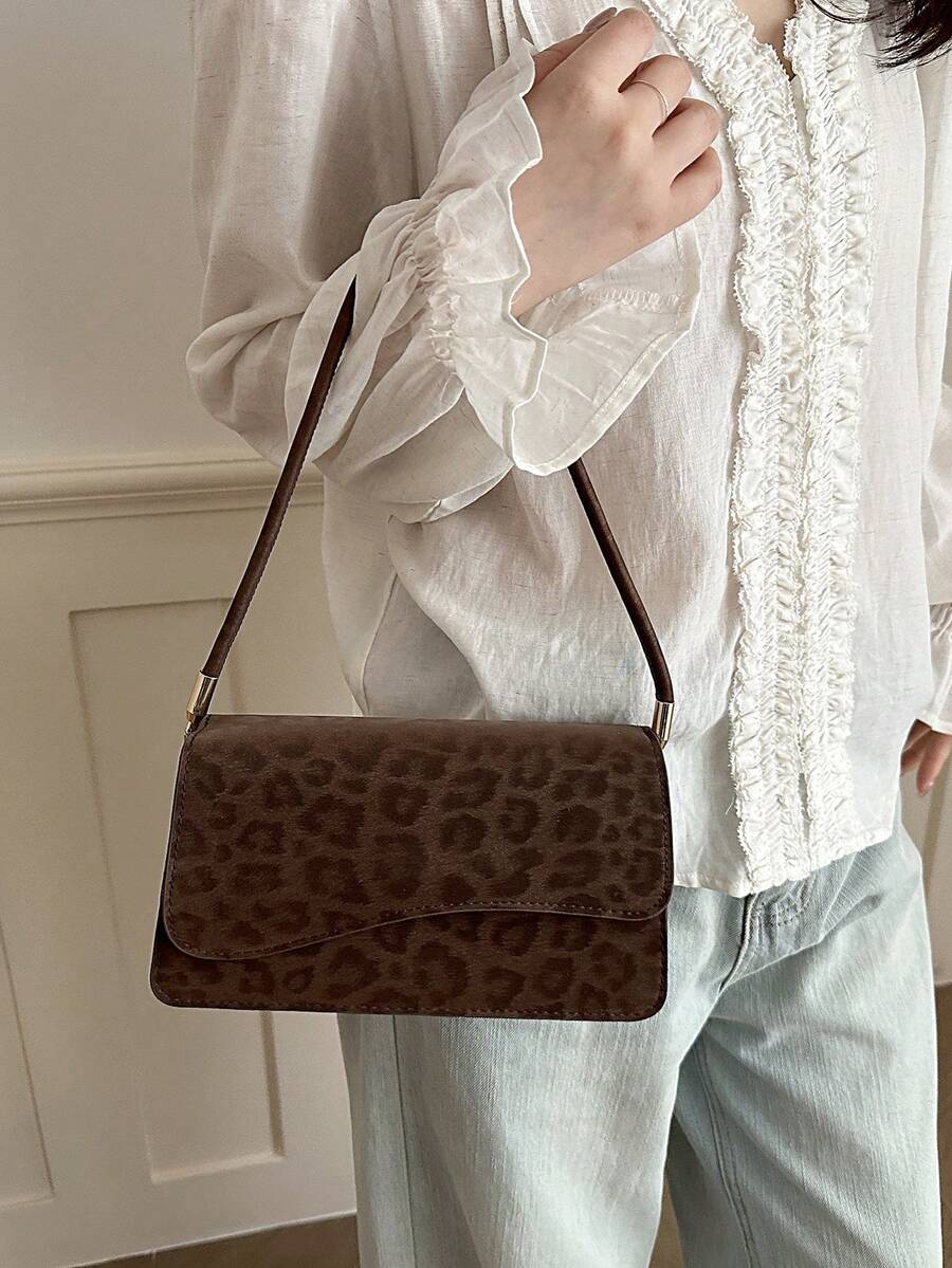 Image 1 - front view of Chic Solid Color Asymmetrical Flap Shoulder Bag - Vintage Minimalist Elegance