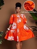 Image 10 - styled outfit of Chic Plus Size Women's Summer Travel Dress with Lantern Sleeves and Ruched A-Line Design