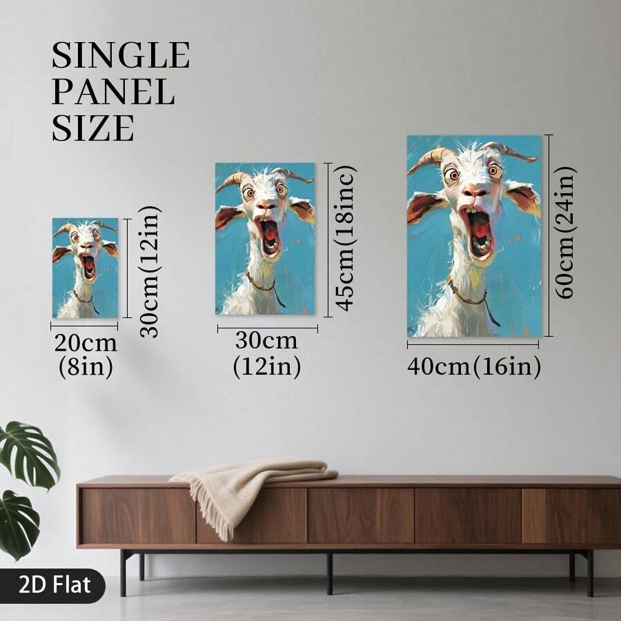 Goat canvas art size guide showing multiple wall display sizes
