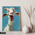 Surprised goat turquoise wall art styled on console with vases
