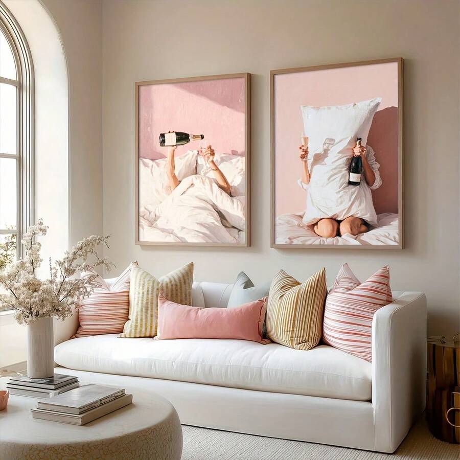Elegant Champagne Canvas wall art set with sophisticated drink-inspired artwork, perfect for chic kitchens, home bars, dining rooms, and cafés.
