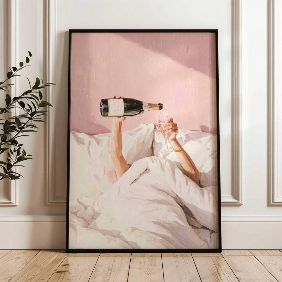 Elegant Champagne Canvas wall art set with sophisticated drink-inspired artwork, perfect for chic kitchens, home bars, dining rooms, and cafés.
