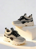 colorblock mesh chunky running sneakers image 14 showing visible mesh, laces, color, sole, toe, heel, or sneaker construction details