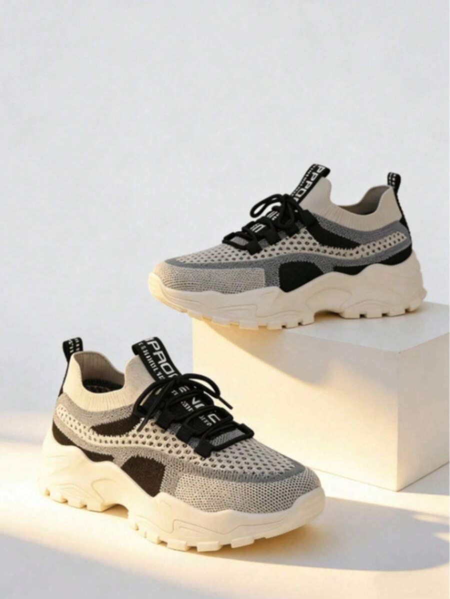 colorblock mesh chunky running sneakers image 14 showing visible mesh, laces, color, sole, toe, heel, or sneaker construction details