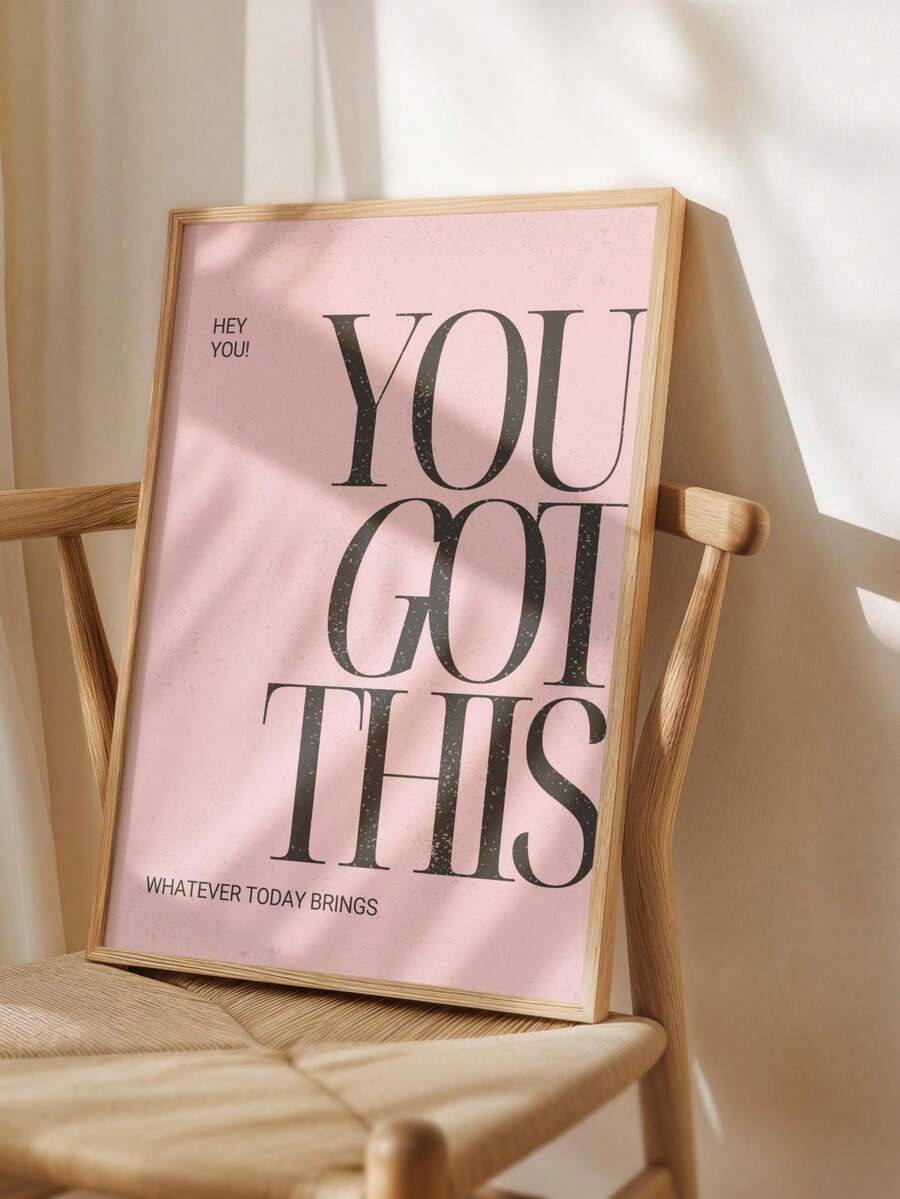 Pink motivational wall art in framed and unframed formats
