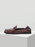 Side view of Women's Square Toe Pleated Casual Loafers for Effortless Style This Valentine's Day for casual loafer styling