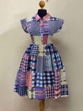 Back view of Stylish Plaid Patchwork Bodycon Dress for Effortless Casual Elegance Multicolor knee length fit