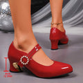 pearl buckle block heel pumps image 10 showing visible shoe design, texture, strap, heel or flat sole details