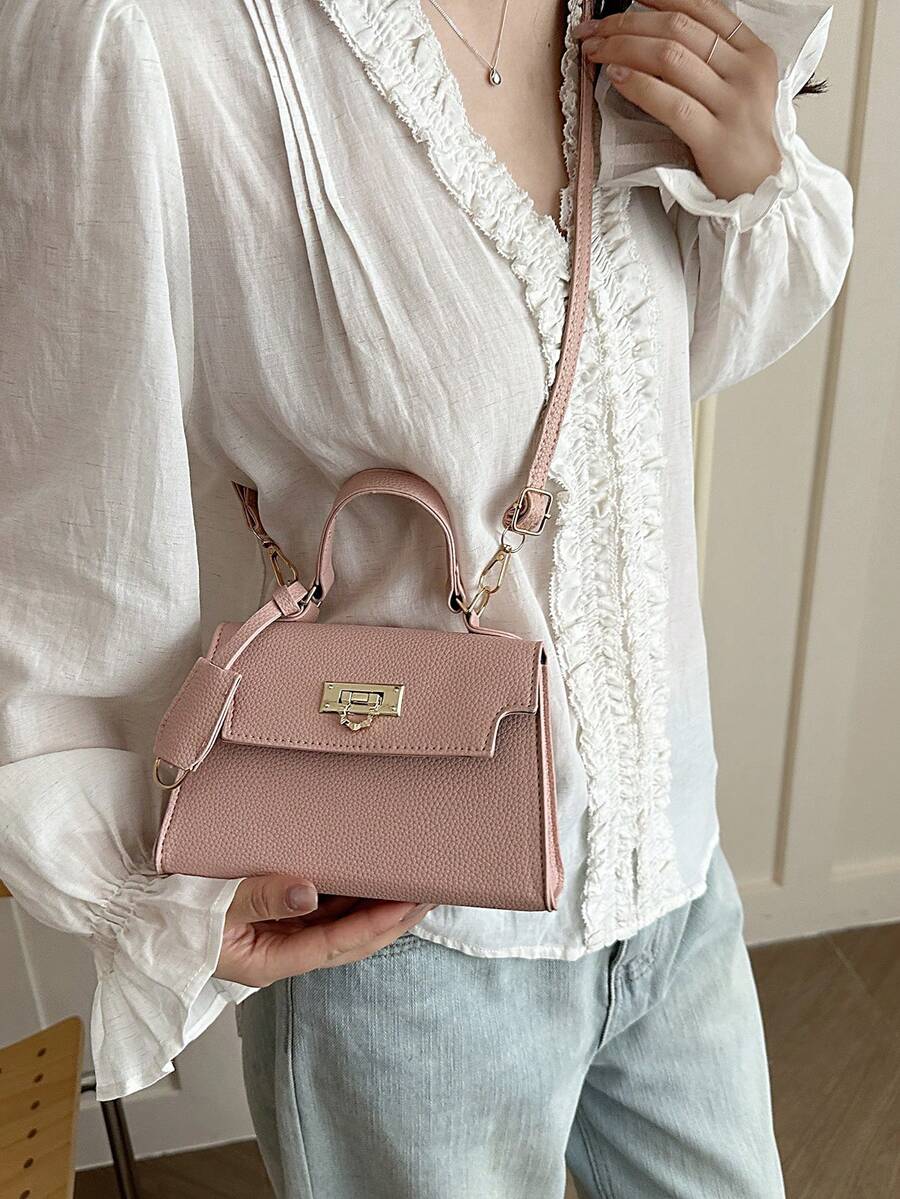 Image 24 - model view of Stylish Mini Polka Dot PU Leather Clutch Handbag for Fashion-Forward Looks