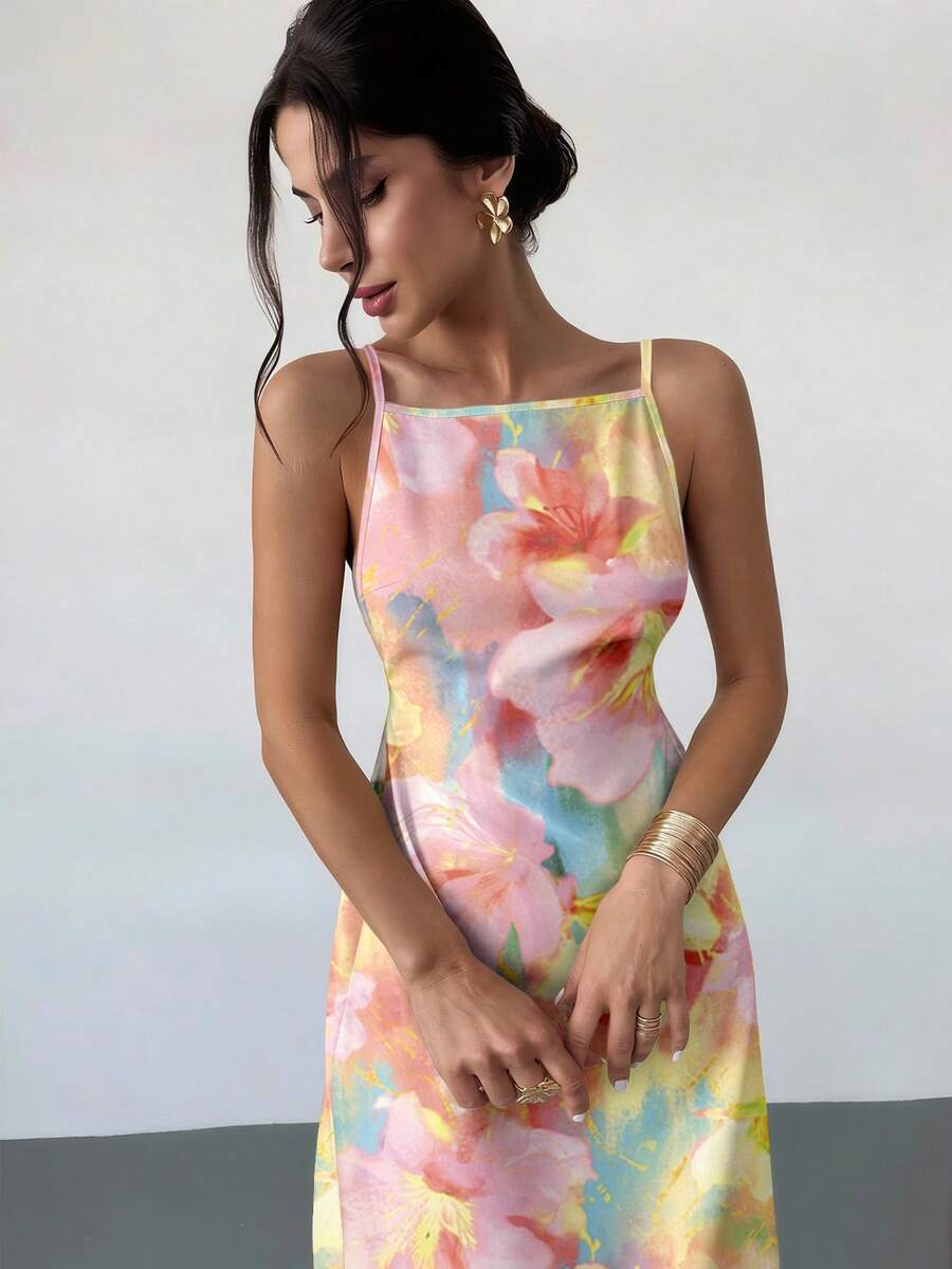 Embrace effortless summer style with this chic backless floral sundress. Featuring a bold open back design and vibrant floral print, it's the perfect piece for casual spring and summer getaways. The lightweight, breathable fabric keeps you cool and comfortable, while the flattering silhouette works for beach days, garden parties, or leisurely vacation strolls. Pair it with sandals and sunglasses for an instantly polished look that transitions seamlessly from day to night.
