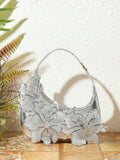 Pink embroidered hobo bag - view 12