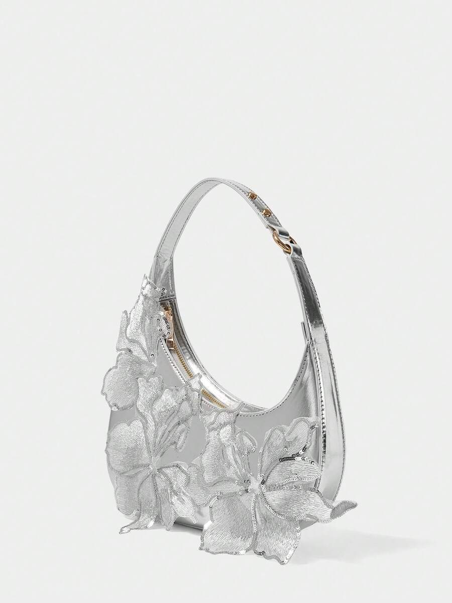 Pink embroidered hobo bag - view 14