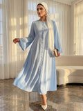 Model view of Elegant Plus Size Flare Dress for Women - Perfect for Spring, Autumn, Office, and Travel