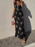 Pink printed beach dress with delicate neck ties