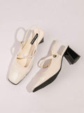 vintage peep toe block heel pumps image 13 showing visible heel, toe, strap, color, and material details