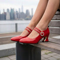 pearl buckle block heel pumps image 9 showing visible shoe design, texture, strap, heel or flat sole details