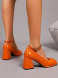 patent Mary Jane block heel pumps image 24 showing visible color, material, toe, strap, heel, sole, or lace details