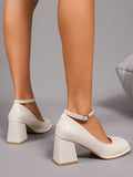 patent Mary Jane block heel pumps image 21 showing visible color, material, toe, strap, heel, sole, or lace details