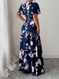 Image 5 - neckline detail of Elegant Plus Size Floral Print Dress for Women - Perfect for Work, Commute, and Summer Outings