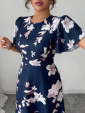 Image 6 - full length view of Elegant Plus Size Floral Print Dress for Women - Perfect for Work, Commute, and Summer Outings