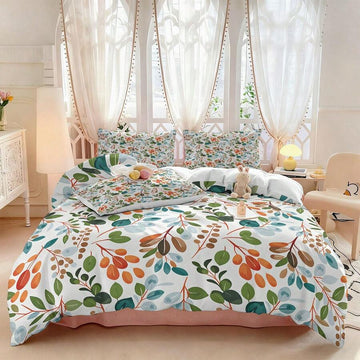 Transform your bedroom with this stunning 3-piece bedding set featuring vibrant floral digital prints. The set includes a duvet cover and matching pillowcases, crafted from 100% polyester for durability and easy care. Perfect for everyday use, this all-season bedding combines comfort with eye-catching botanical design. The digital printing technique ensures vivid, long-lasting colors that won't fade with regular washing. Maintenance is simple-hand wash, machine wash, or dry clean as needed. 