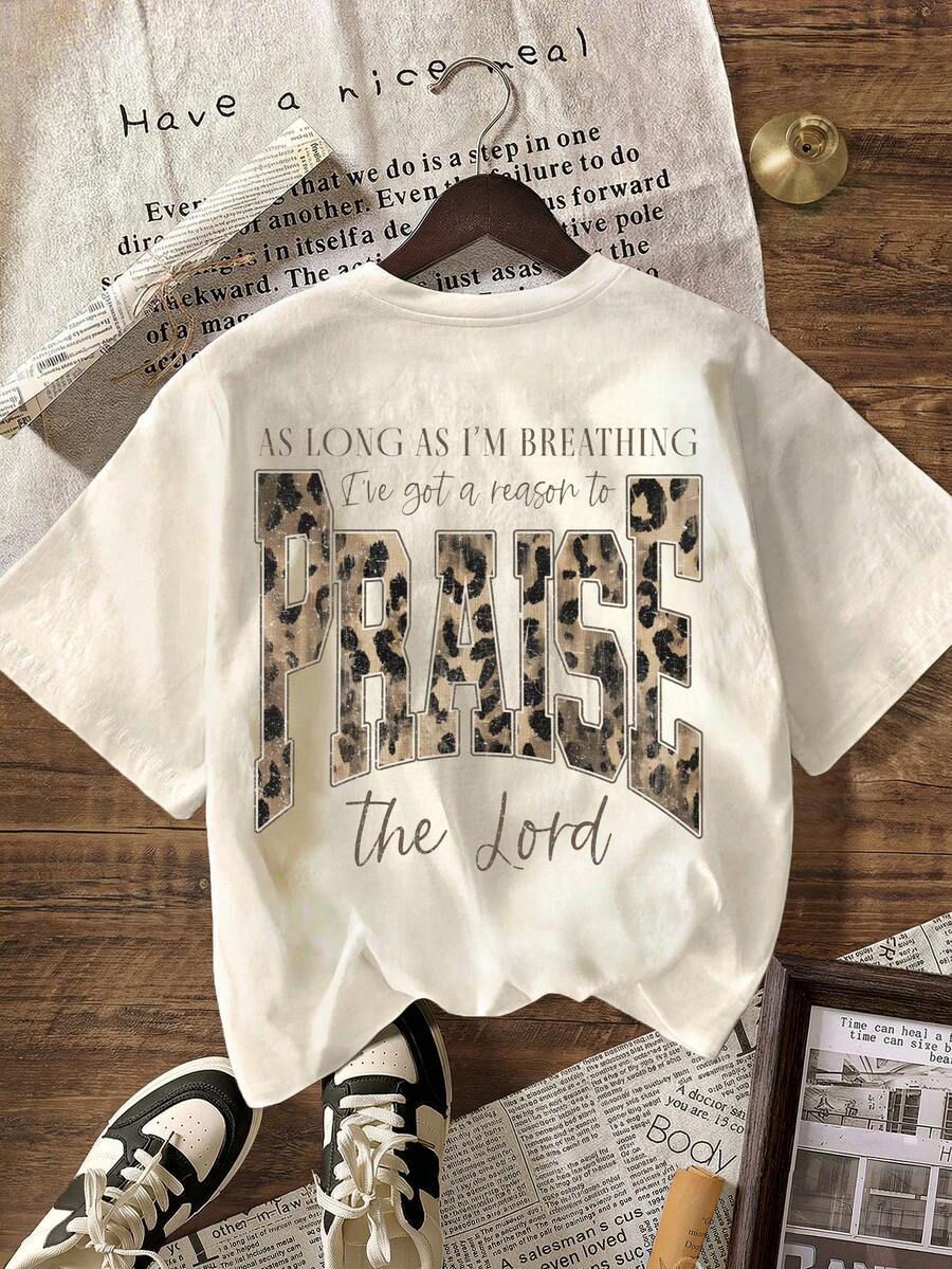 Light apricot oversized crewneck graphic T-shirt detail