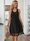 Black fringe mini dress view 5