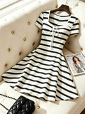 Close-up of sweetheart neckline on casual mini dress