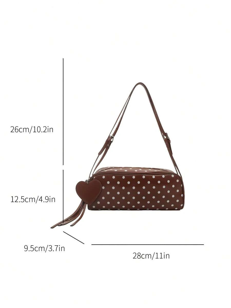 Image 4 - detail view of Retro Polka Dot Handbag – Chic Versatile Shoulder Bag with Tassel for Summer 2026
