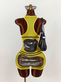 Black eye graphic bodycon mini dress front mannequin view