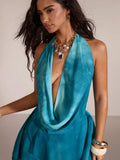 Blue chiffon mini dress view 5