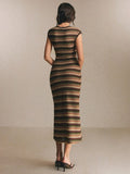 Earth tone chevron sleeveless knit dress back view