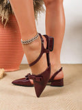 burgundy bow slingback pumps image 3 showing visible heel, toe, strap, color, and material details